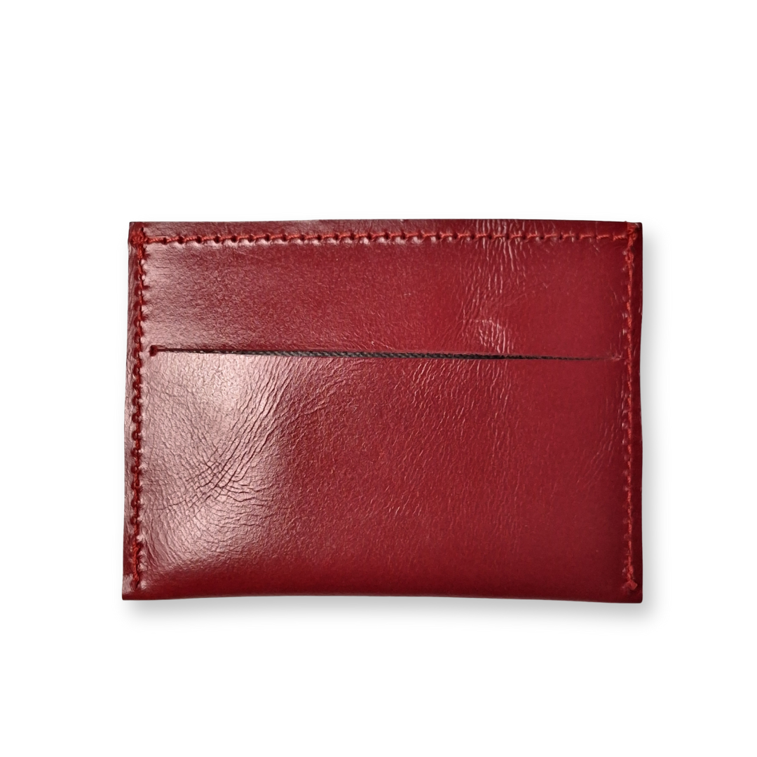 Slimslip Genuine Leather Card and Bill Holder in Distressed Gloss Red