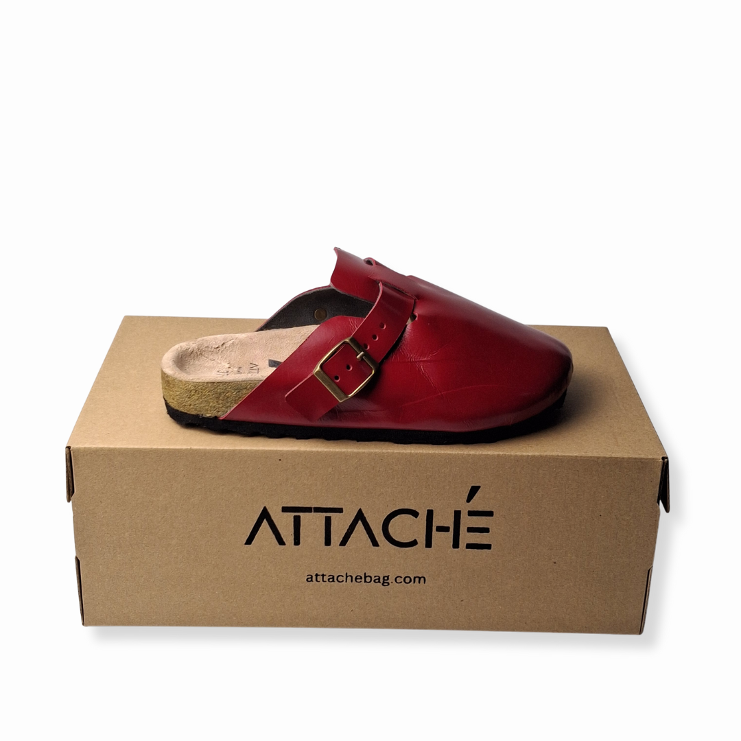 Crumpled Scarlet Clogs Genuine Italian Leather