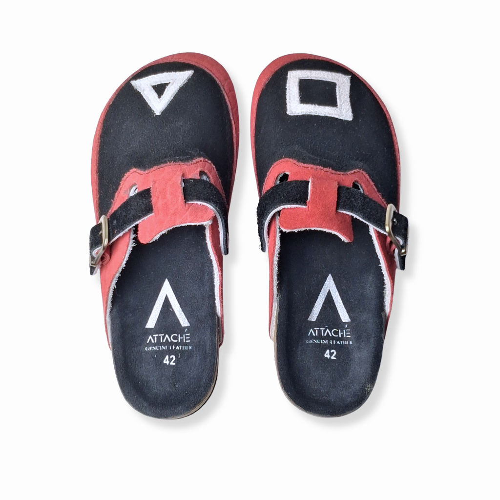 SIZE 42 ONLY: Squid Games Concept Clogs Genuine Suede Leather