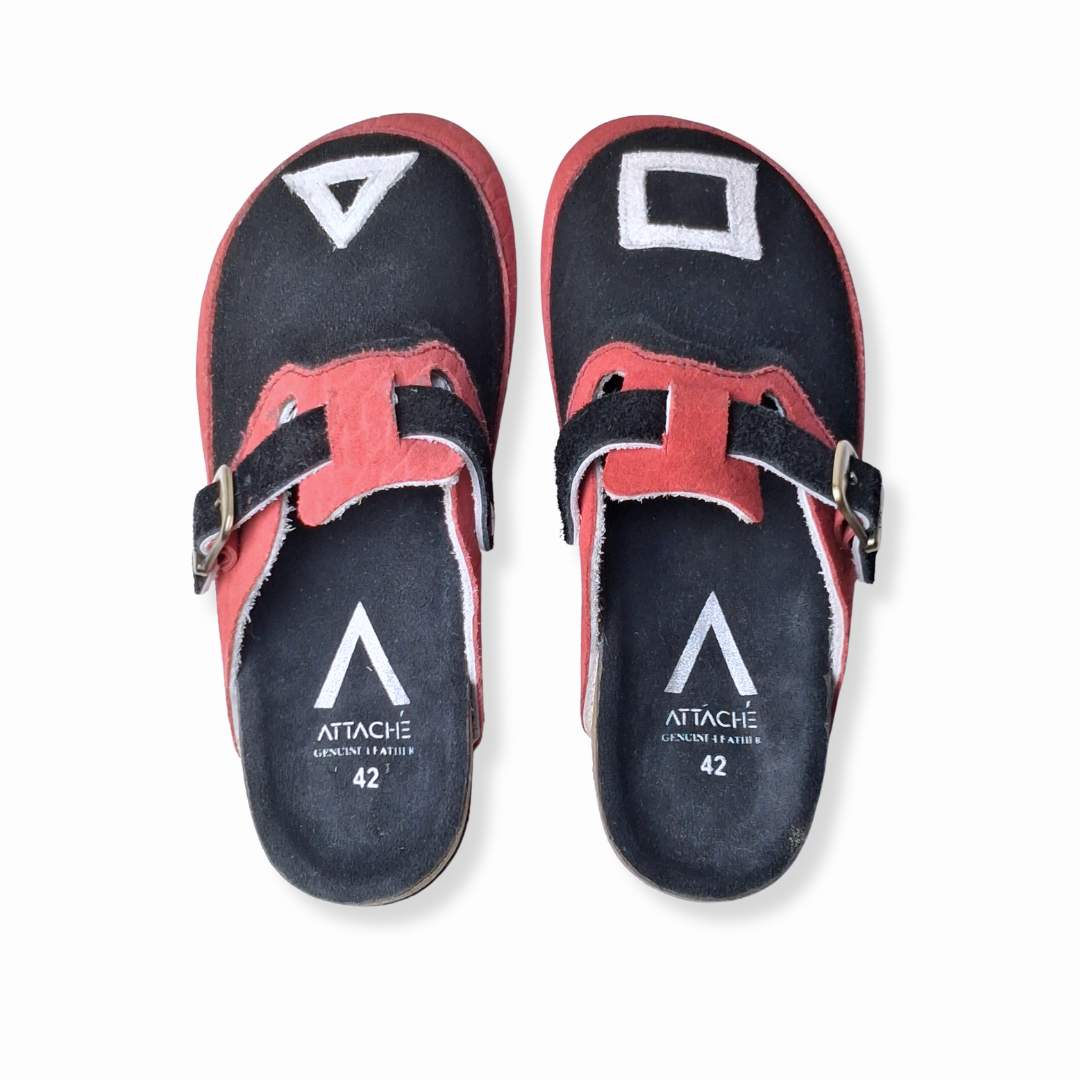 SIZE 42 ONLY: Squid Games Concept Clogs Genuine Suede Leather