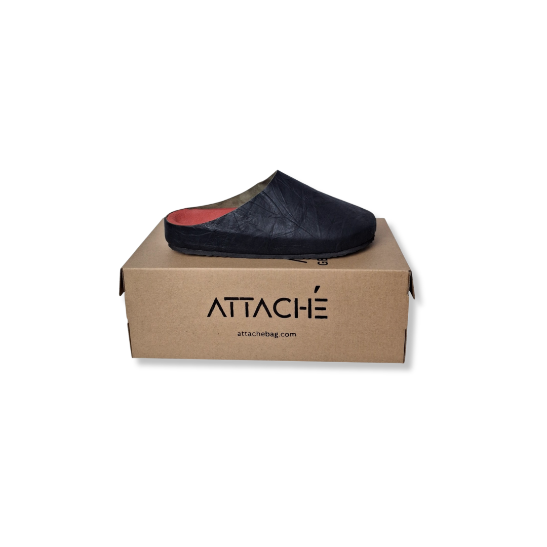 Size 40 - Mule Crumpled Black Red Leather