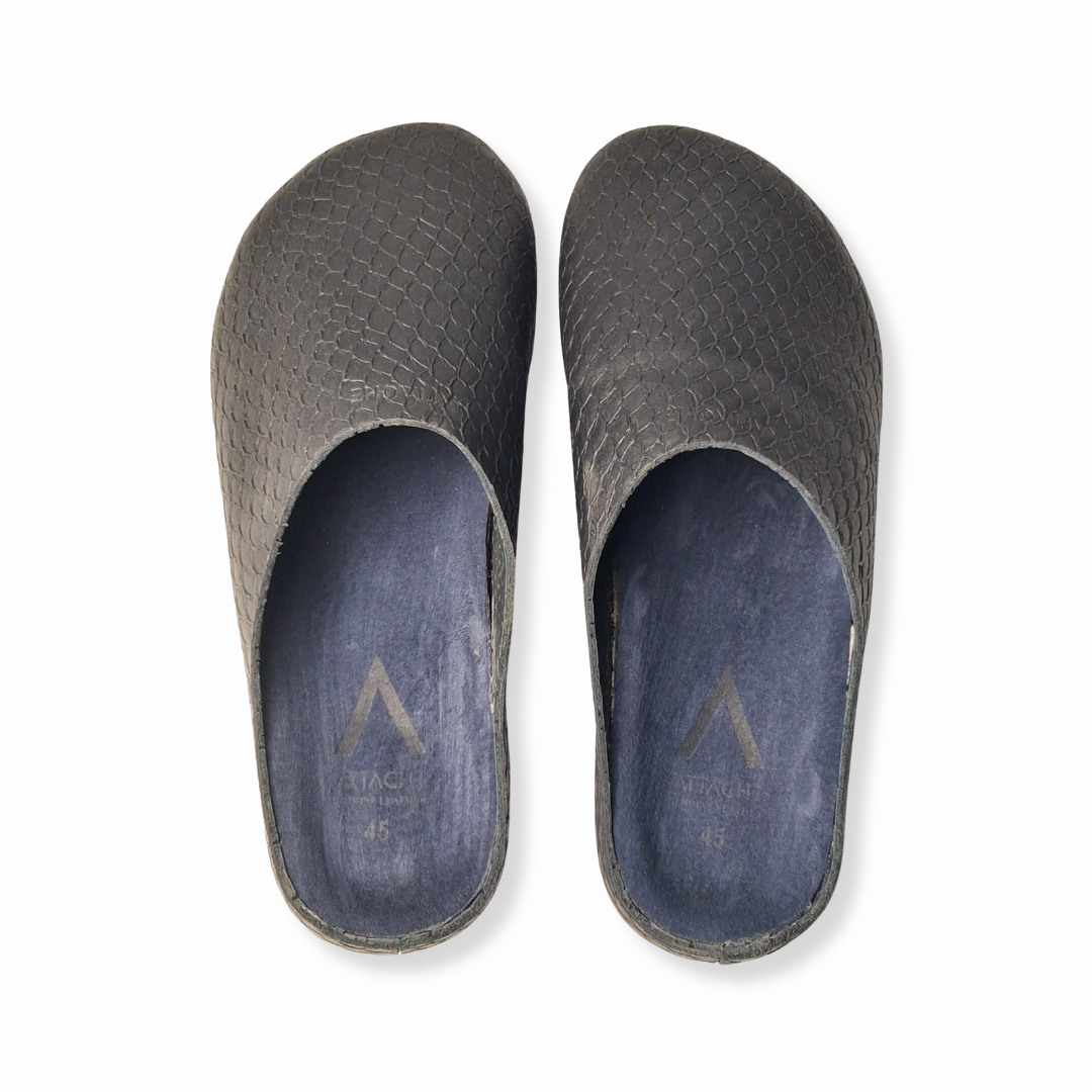 Black Arowana MULE Genuine Bovine Leather