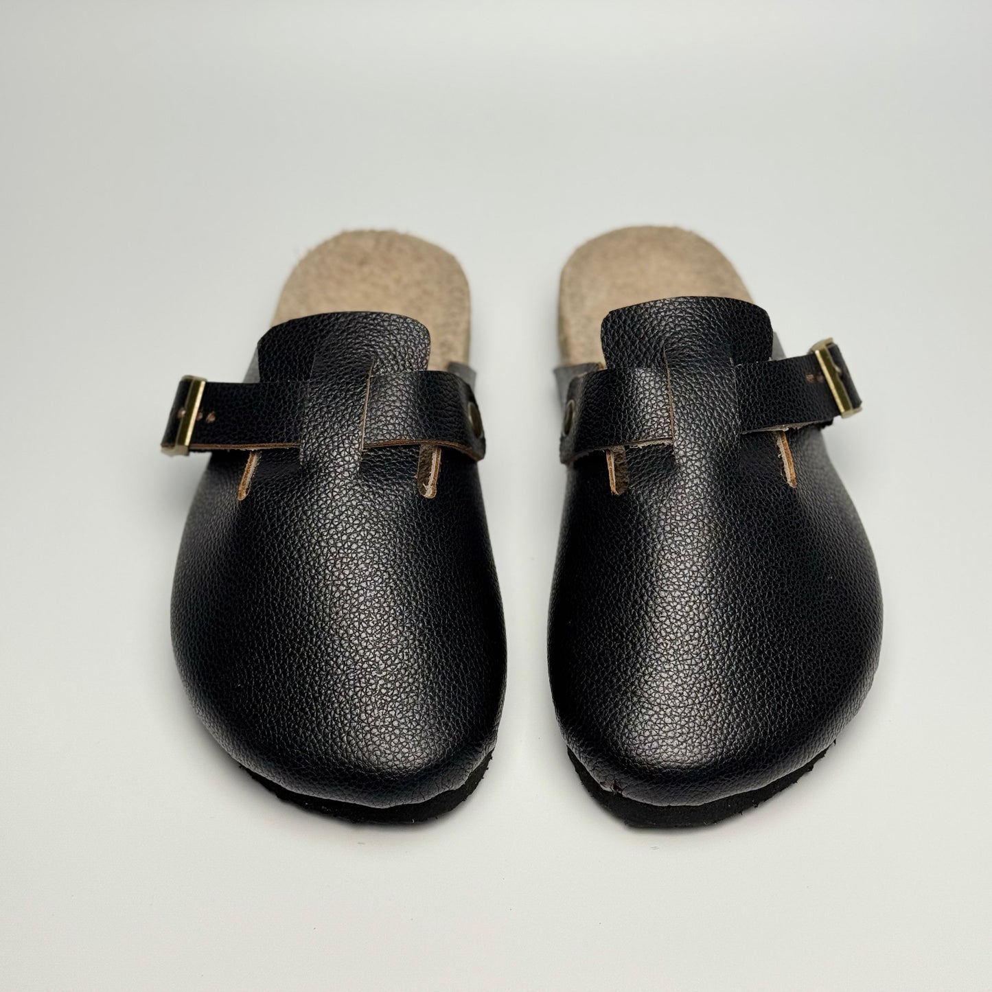 Clogs Premium Genuine Leather Slip-on "Full Grain Leather Black"