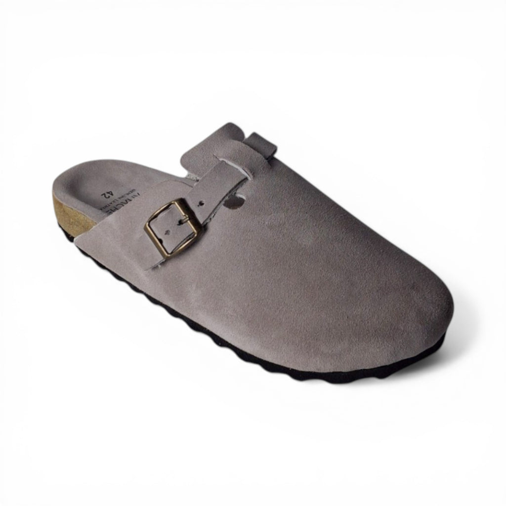 Clogs Taupe Suede Leather