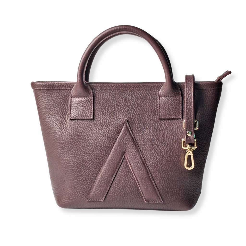 Cognac Brown Petite Tote Genuine Calf Leather