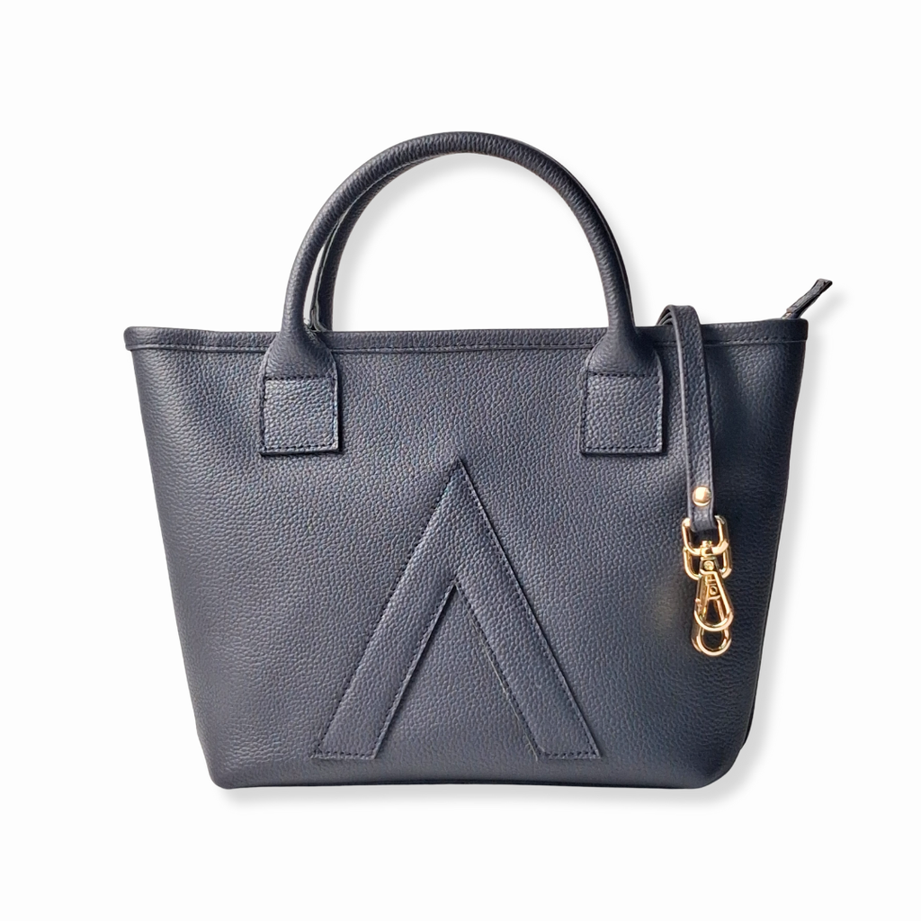 Navy Petite Tote Genuine Calf Leather