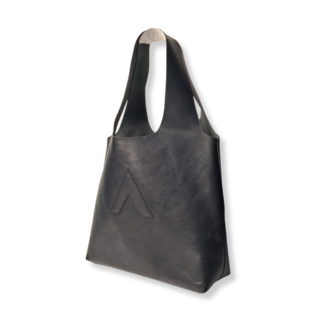 Arch Sack Repurposed Genuine Leather Tote - Black Grain