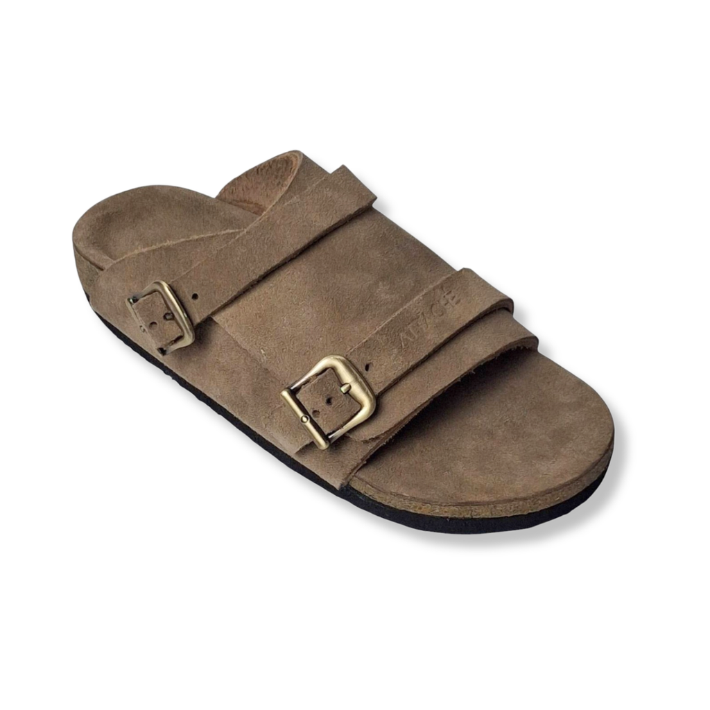 Size 40 - Double Buckle Hazelnut Suede Leather