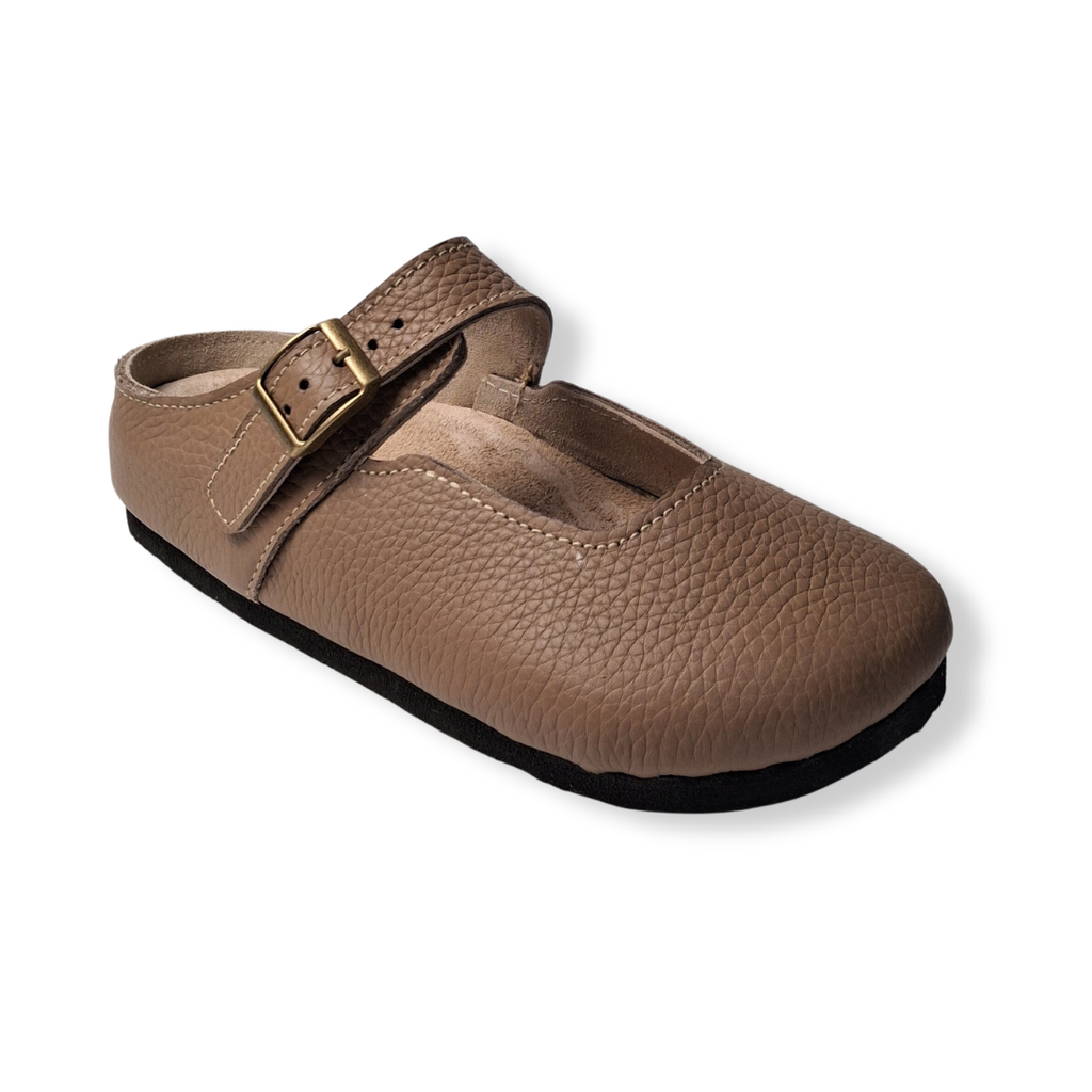 Merry Jane Clogs V1 Genuine Leather in Beige Full Grain