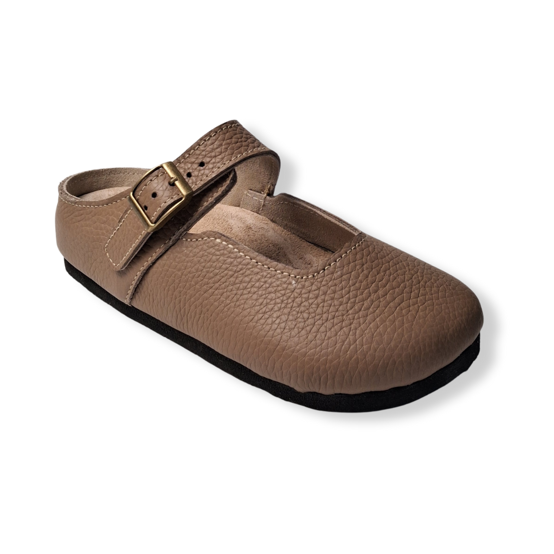 Merry Jane Clogs V1 Genuine Leather in Beige Full Grain