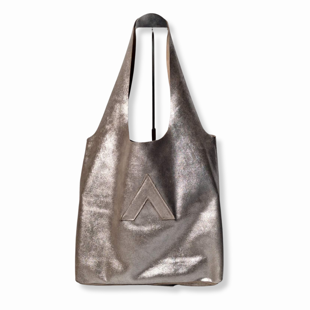 Arch Sack Genuine Leather Tote - Silver Glitter