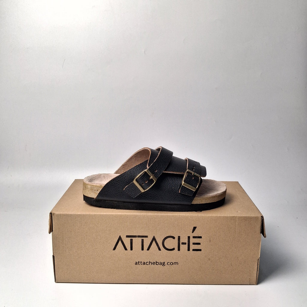Size 36, 37, 38, 39 - Double Buckle “Black Grain Leather”