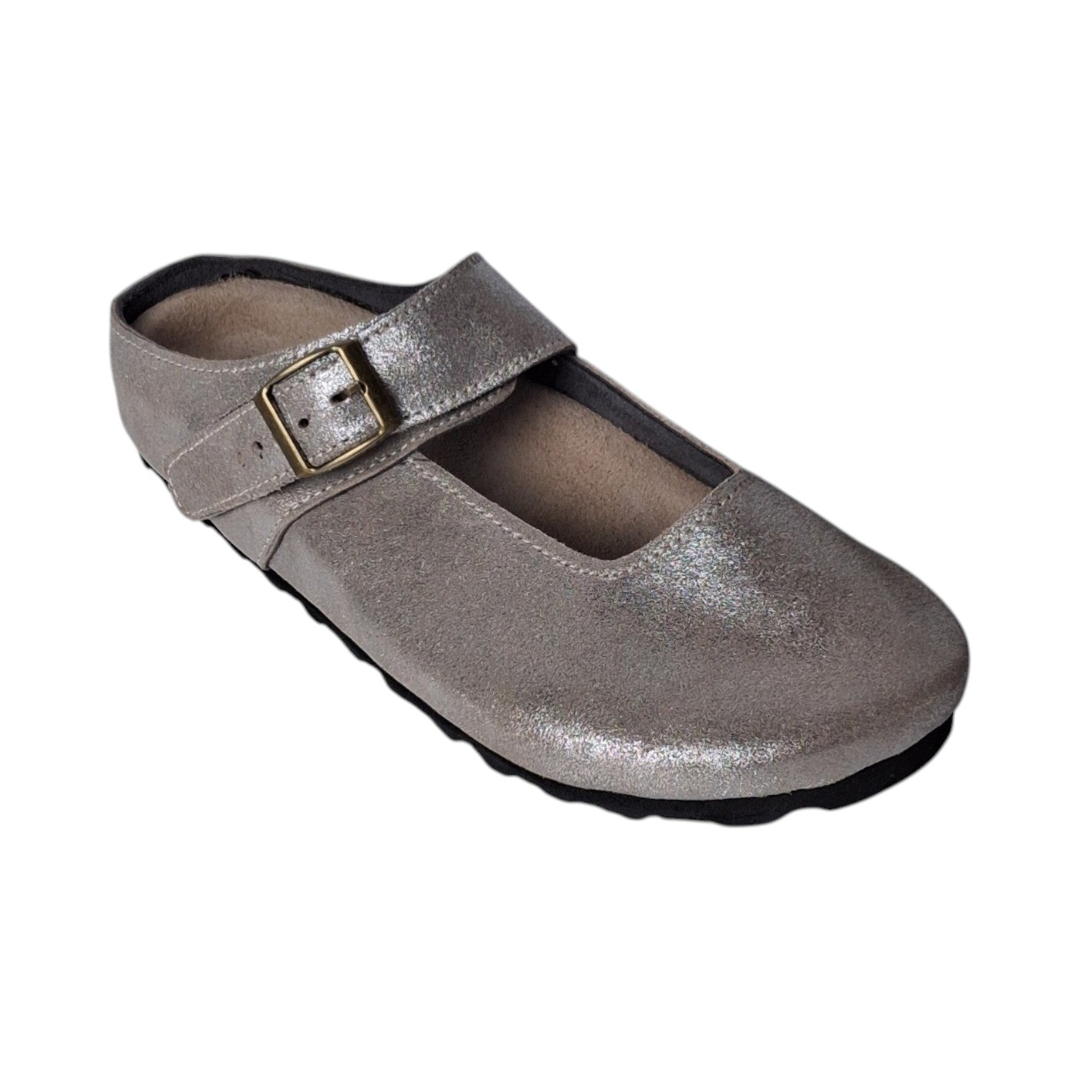 Merry Jane Clogs V1 Silver Glitter Suede Leather