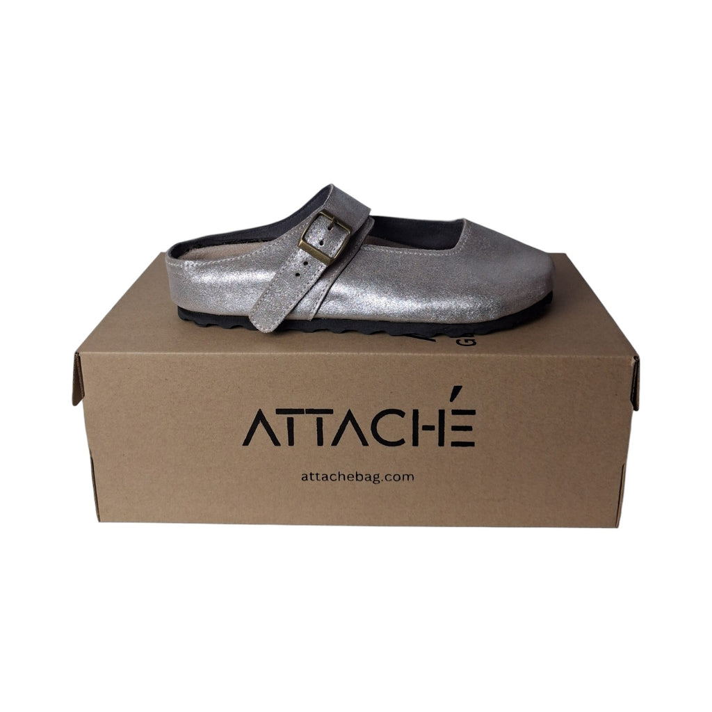 Merry Jane Clogs V1 Silver Glitter Suede Leather