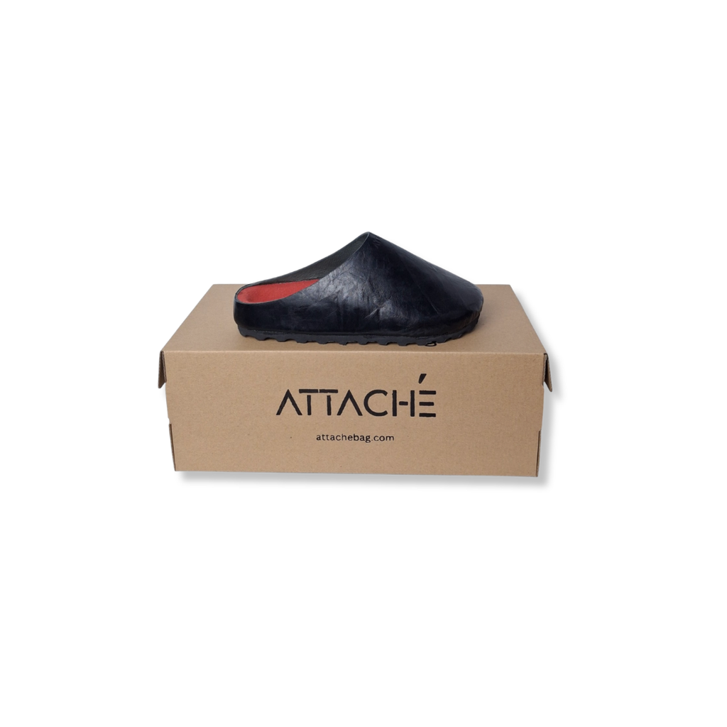 Size 35 - Mule Crumpled Black Red Leather