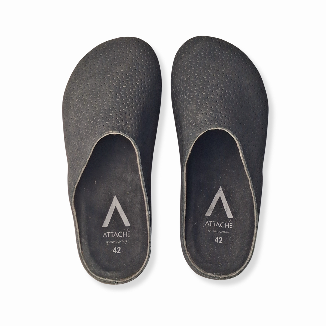 Black Mesh MULE Genuine Bovine Leather