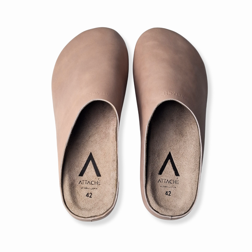 Size 42 ONLY: Beige Napa MULE Genuine Leather