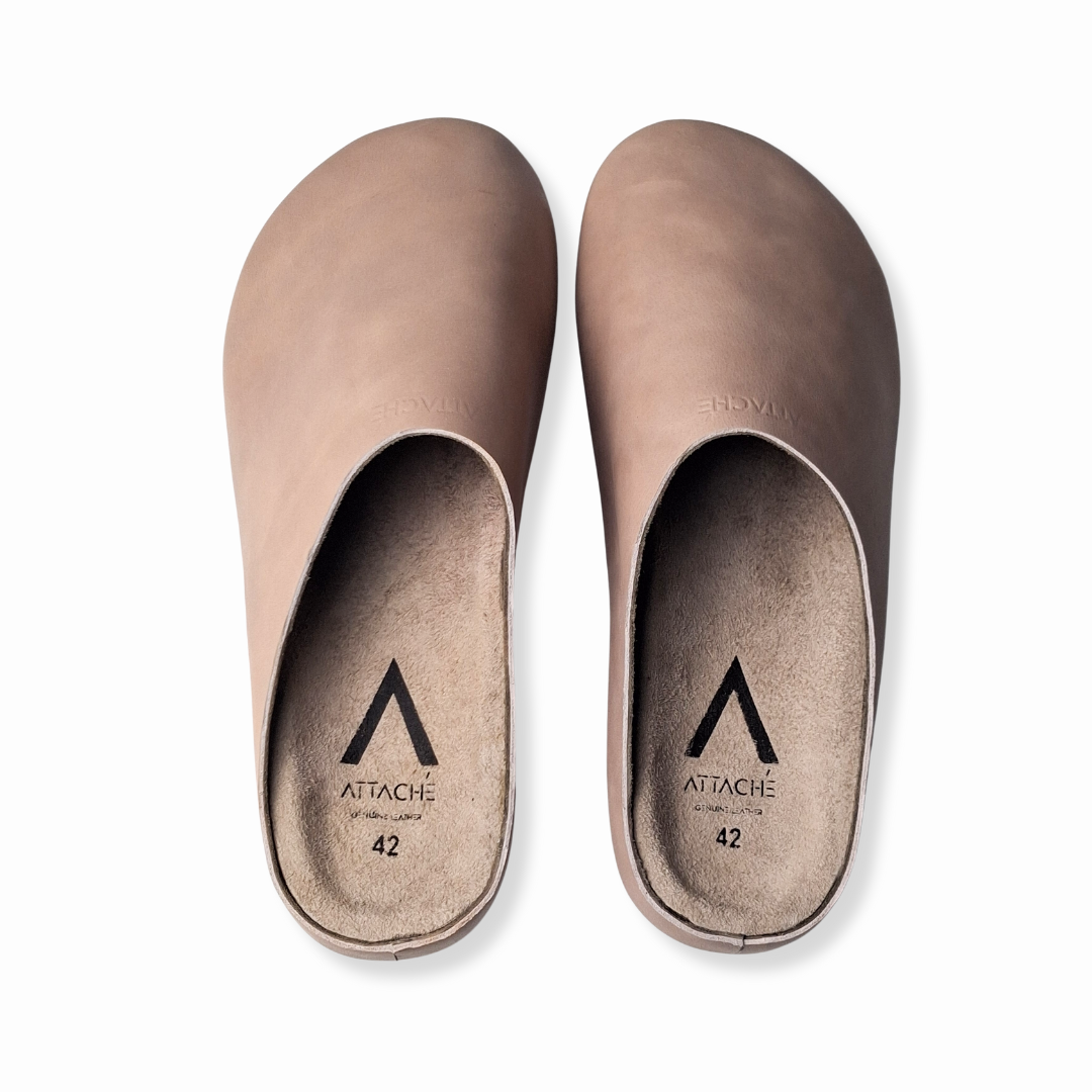 Size 42 ONLY: Beige Napa MULE Genuine Leather