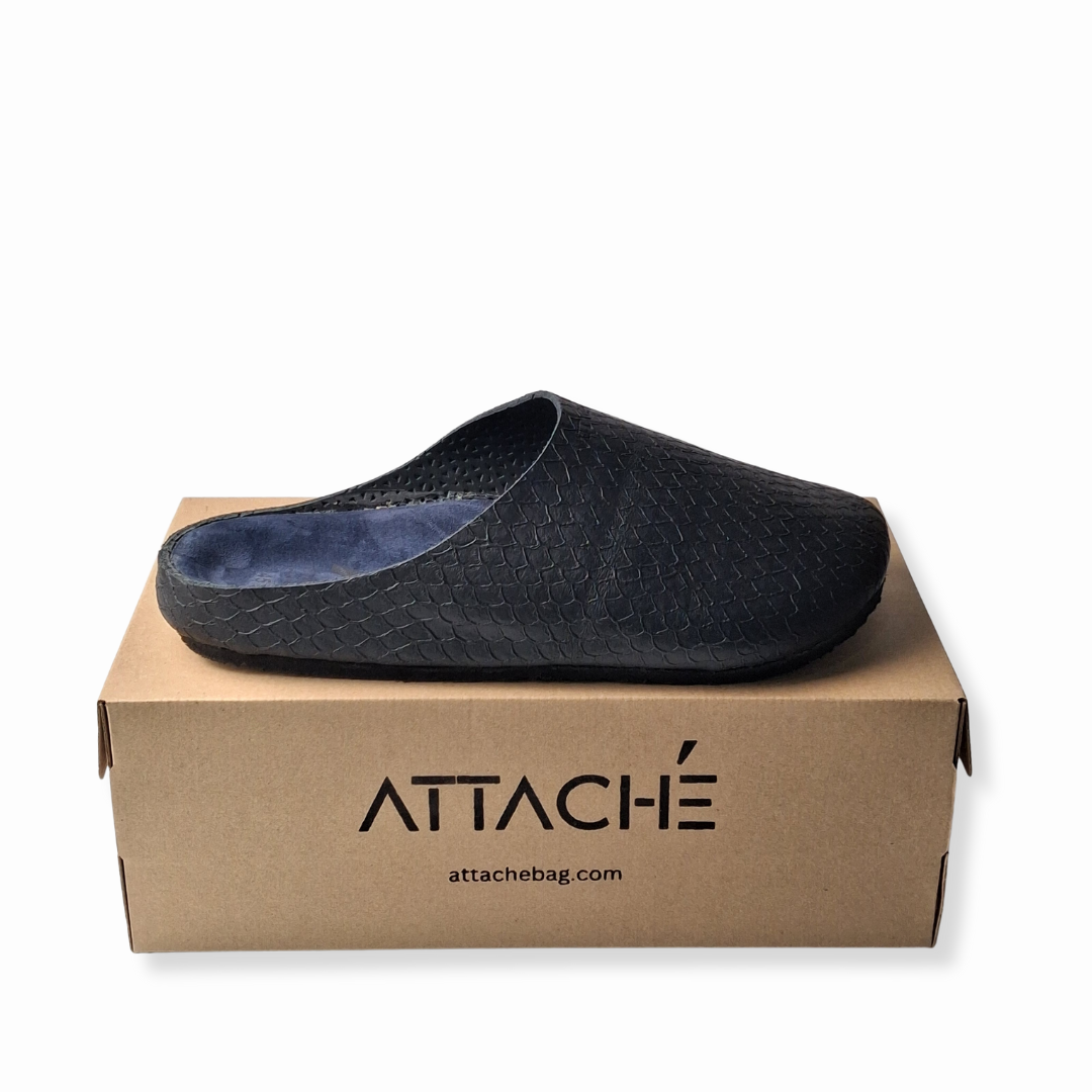 Black Arowana MULE Genuine Bovine Leather