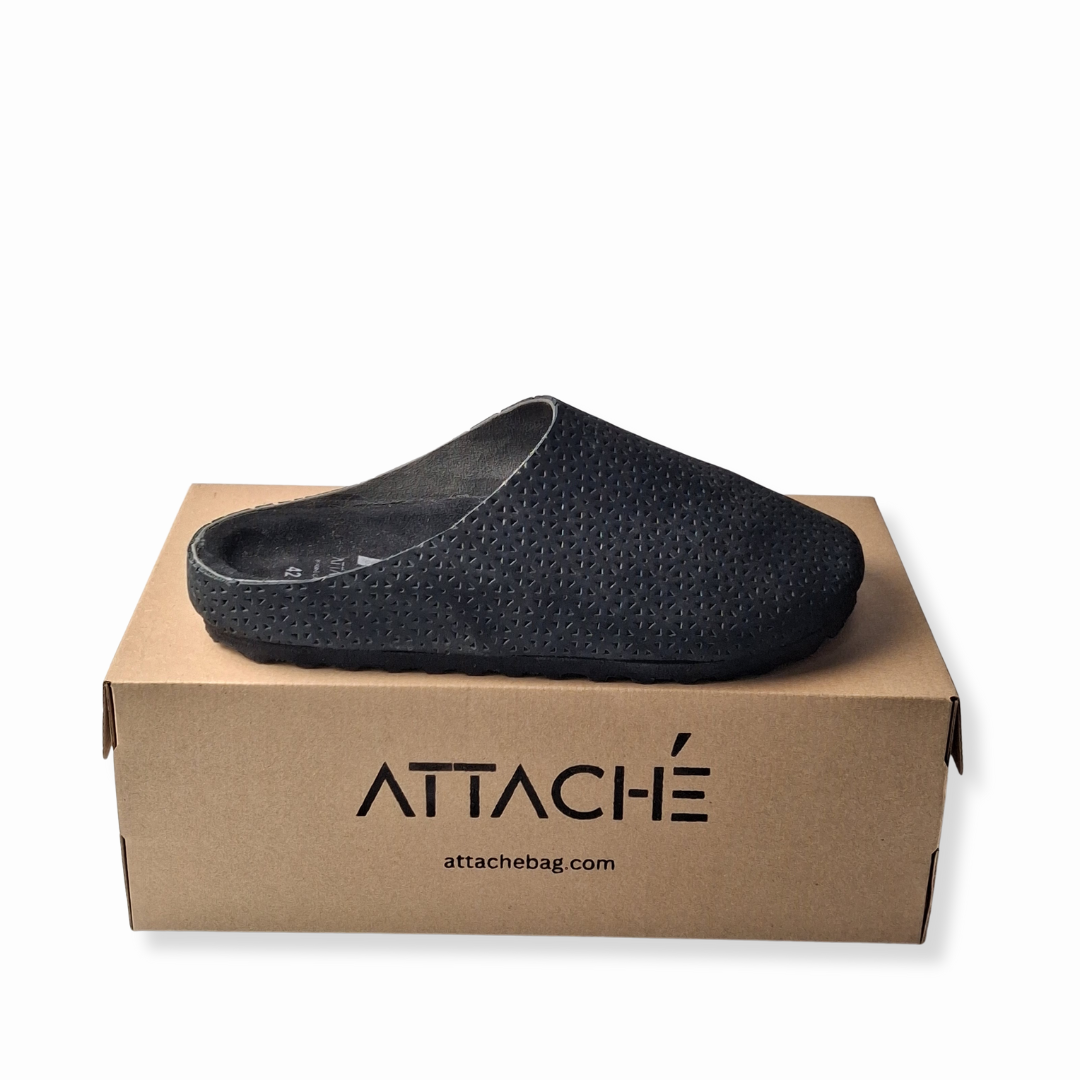 Black Mesh MULE Genuine Bovine Leather