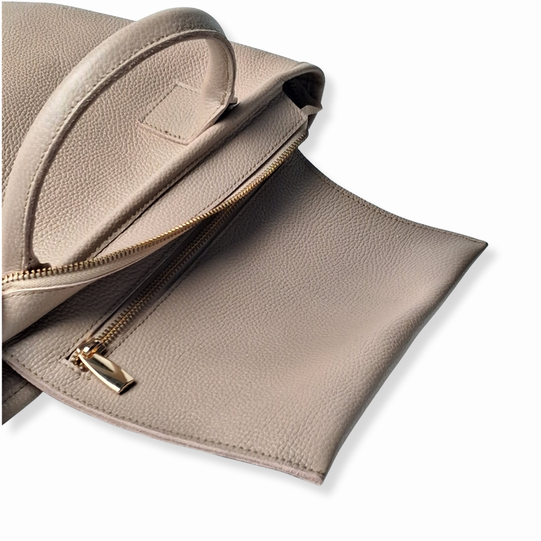 Beige Petite Tote Genuine Calf Leather