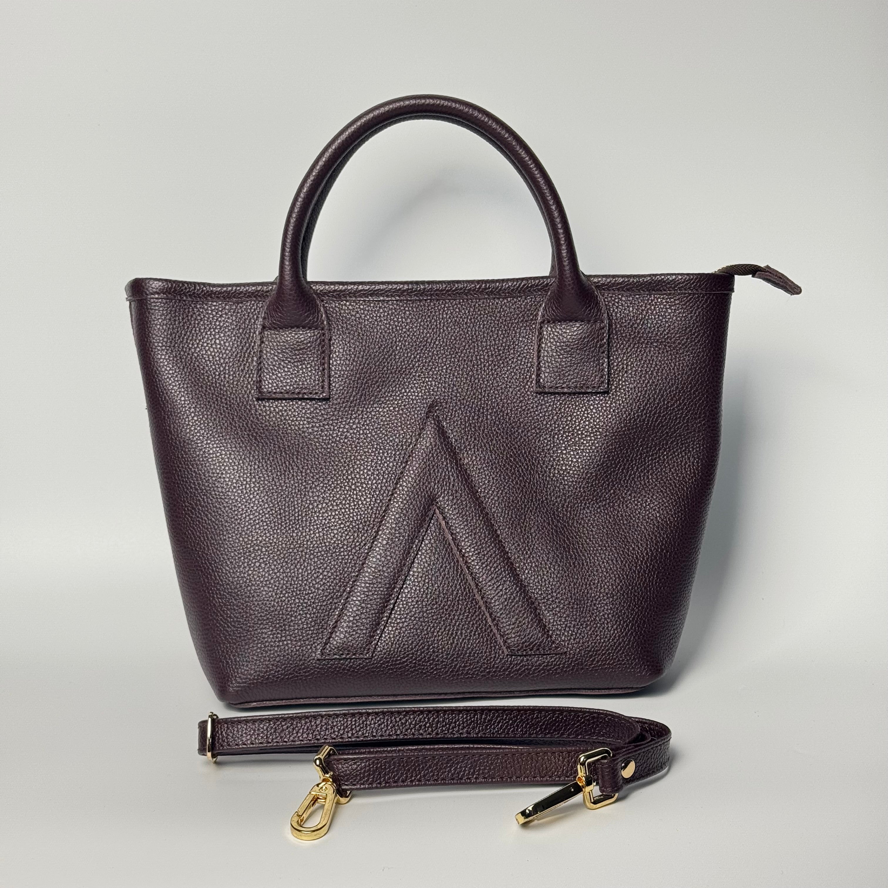 P-TOTE Full Grain Calf Leather (Petite Tote) in Cognac Brown