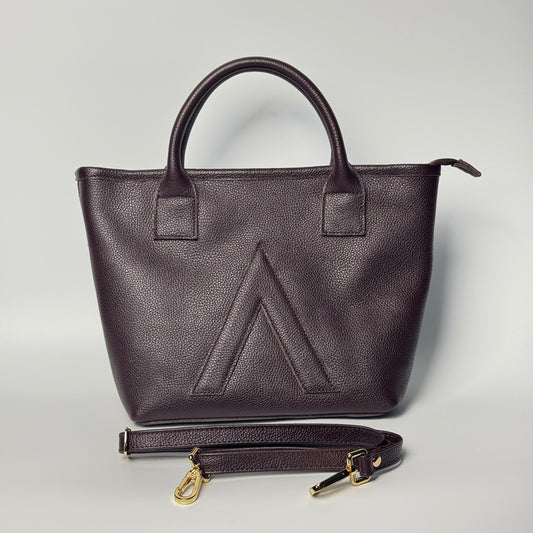 P-TOTE Full Grain Calf Leather (Petite Tote) in Cognac Brown