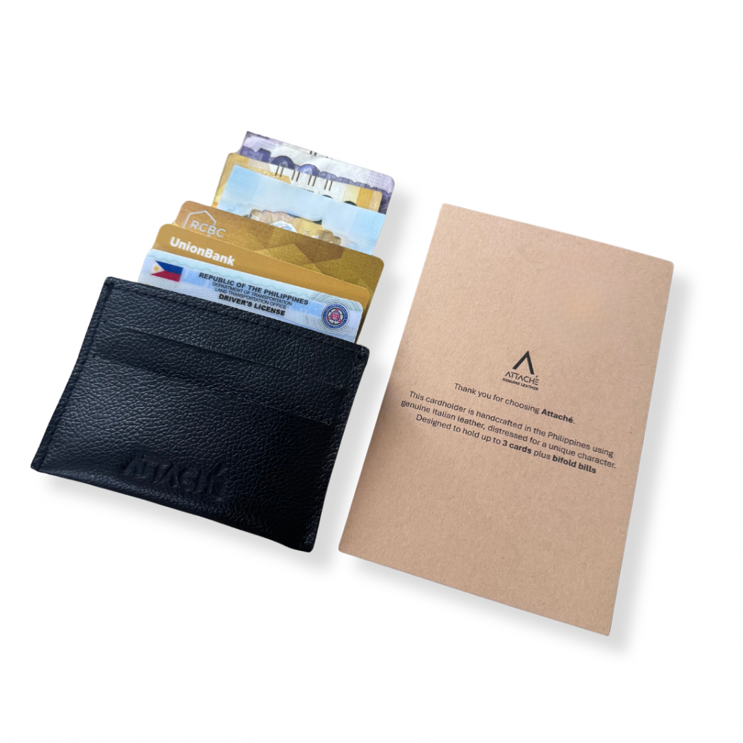 Slimslip Genuine Leather Card and Bill Holder in Black