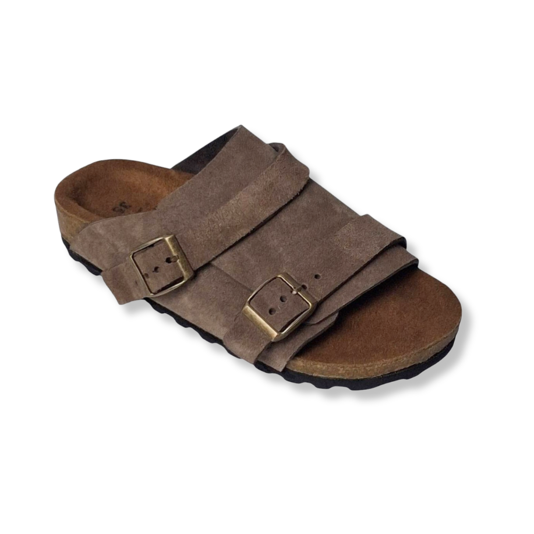Size 35 - Double Buckle Mocha Suede Leather
