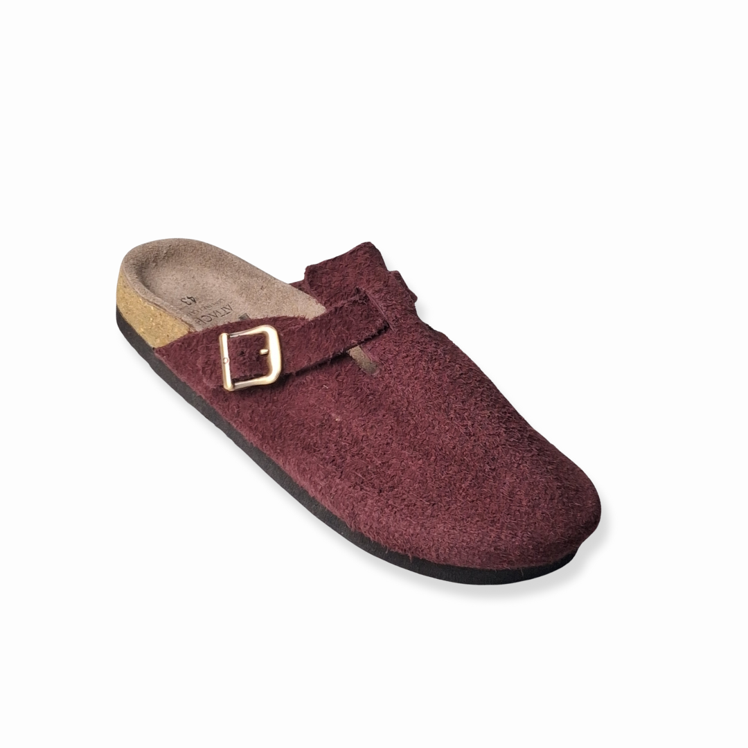 SIZE 43, 46 ONLY: Maroon Clogs Genuine Suede Leather