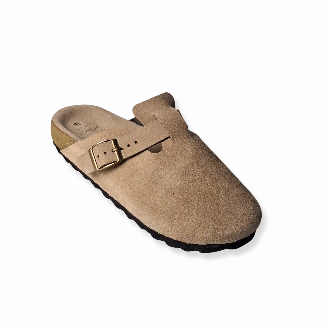 Hazelnut Clogs Genuine Suede Leather