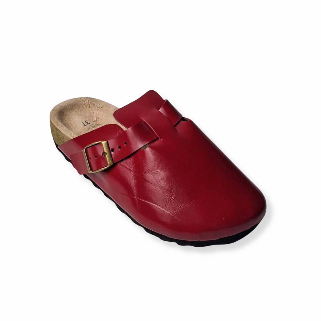 Crumpled Scarlet Clogs Genuine Italian Leather
