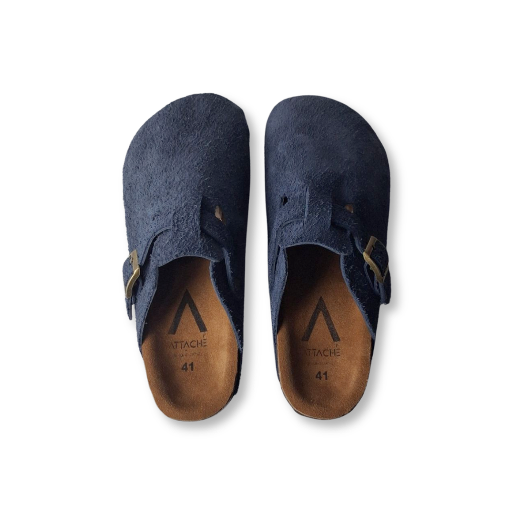 Clogs Navy Suede Leather