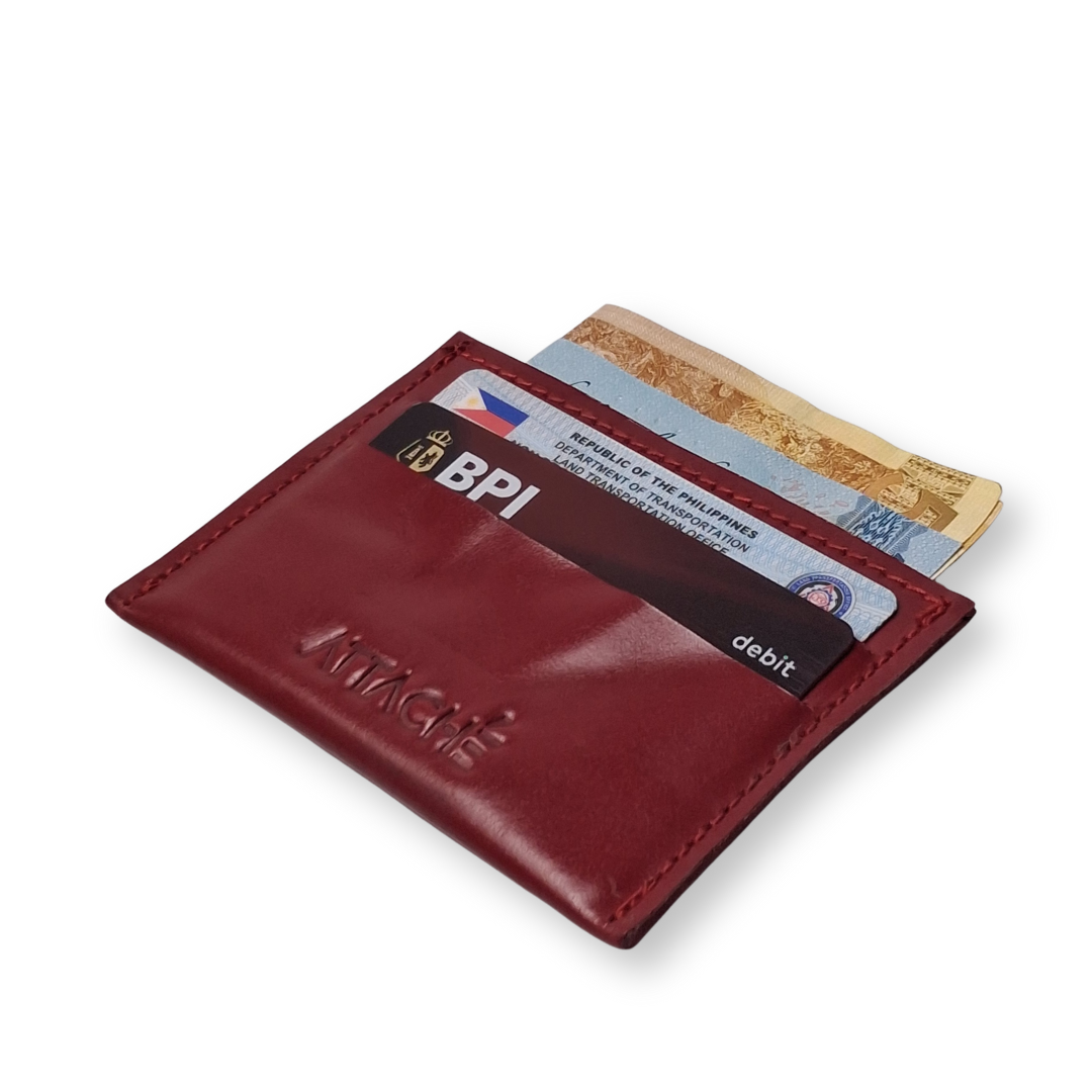 Slimslip Genuine Leather Card and Bill Holder in Distressed Gloss Red