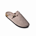Taupe Clogs Genuine Suede Leather