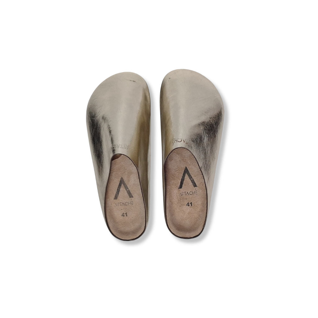 Size 41- Mule Crumpled Gold Leather
