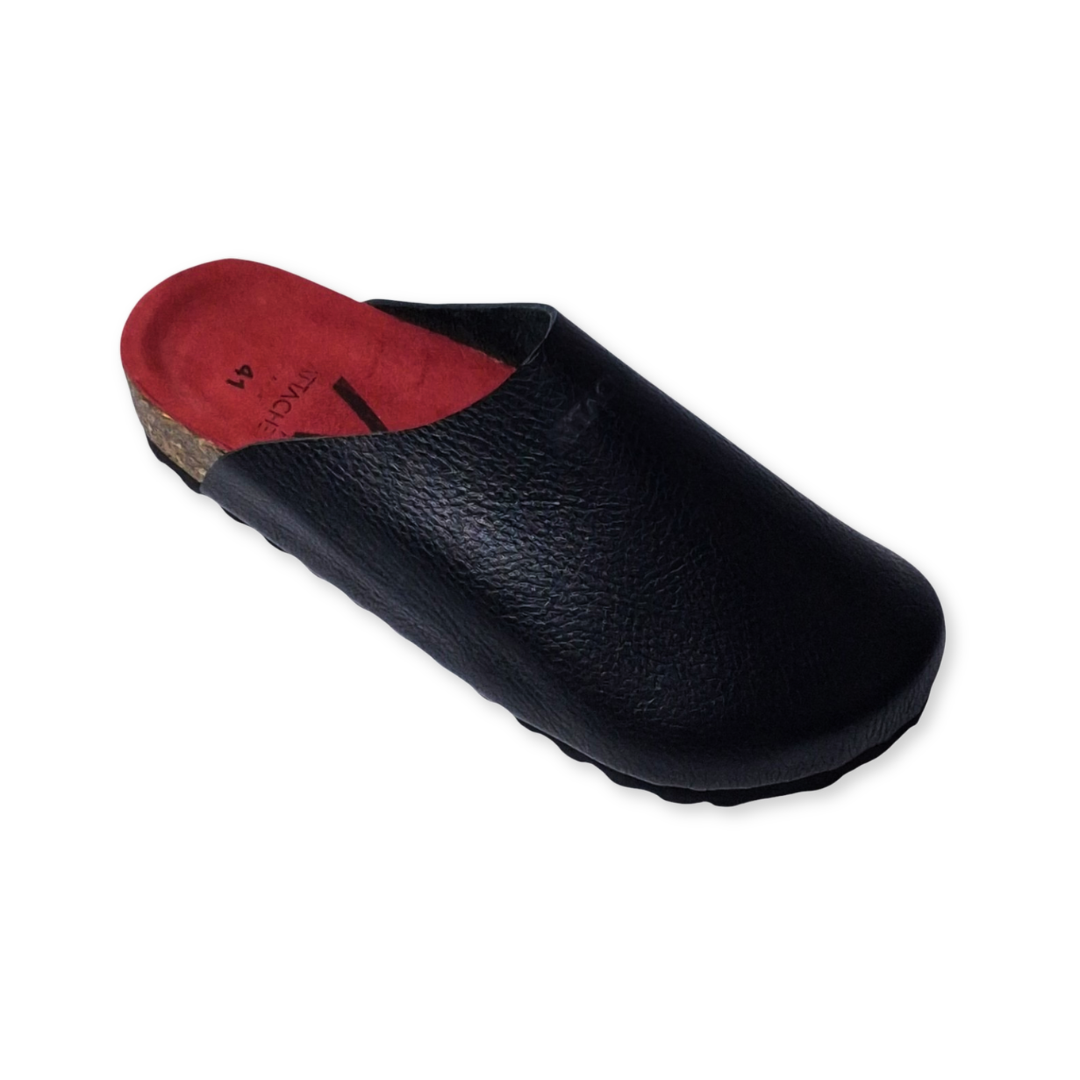 Mule V2 Black Grain Leather Red Footbed