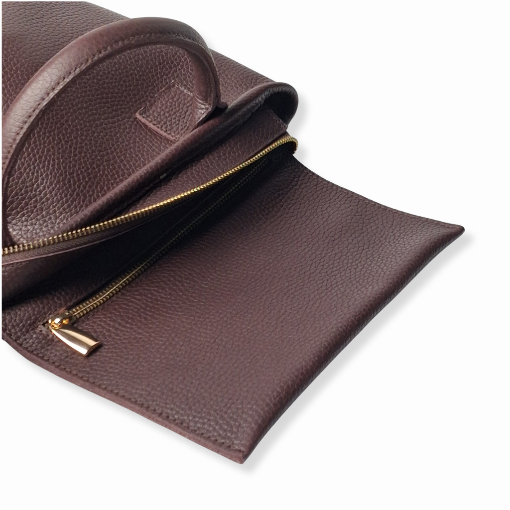 Cognac Brown Petite Tote Genuine Calf Leather