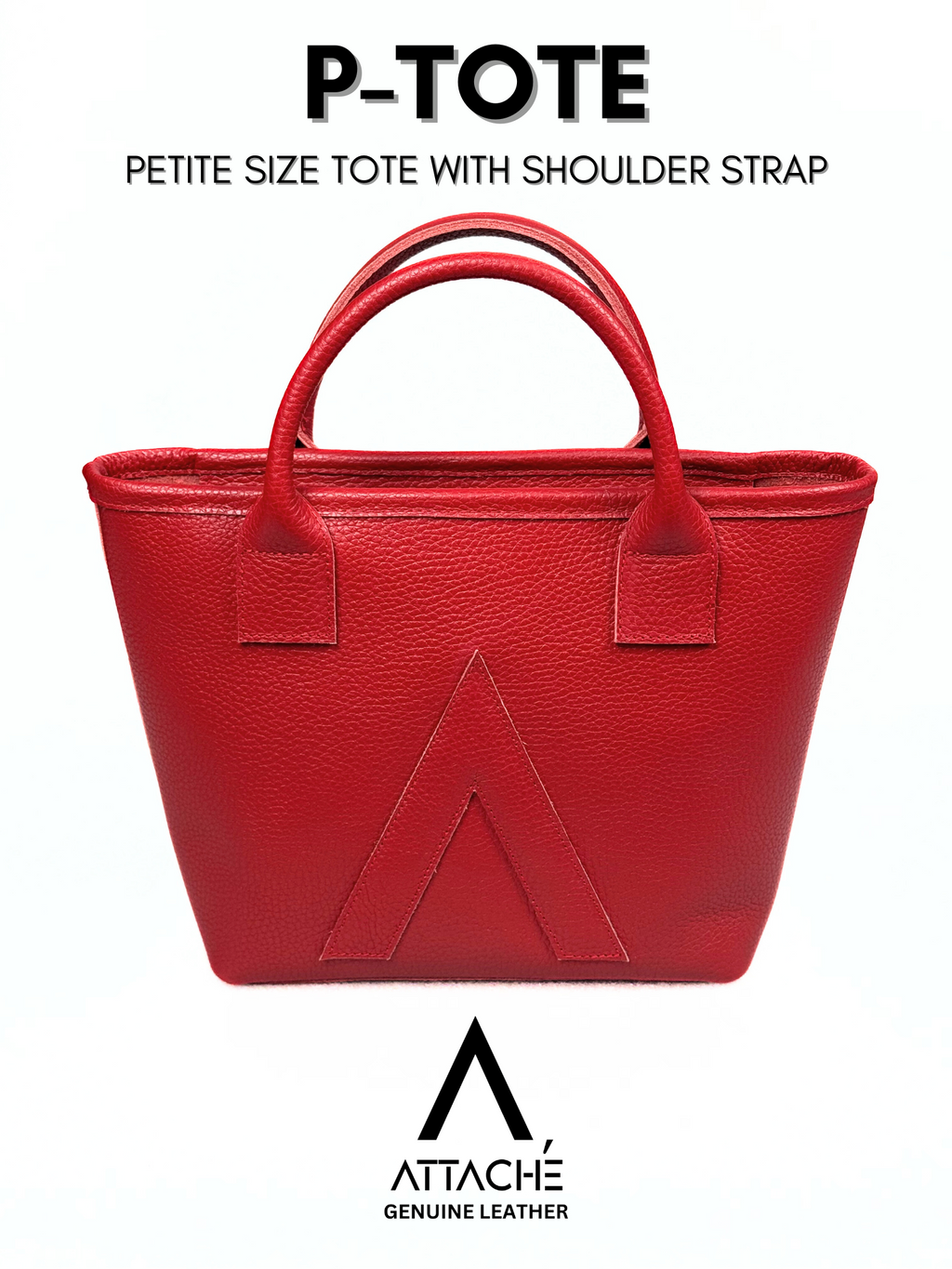 P-TOTE V2 Full Grain Calf Leather (Petite Tote) in Red