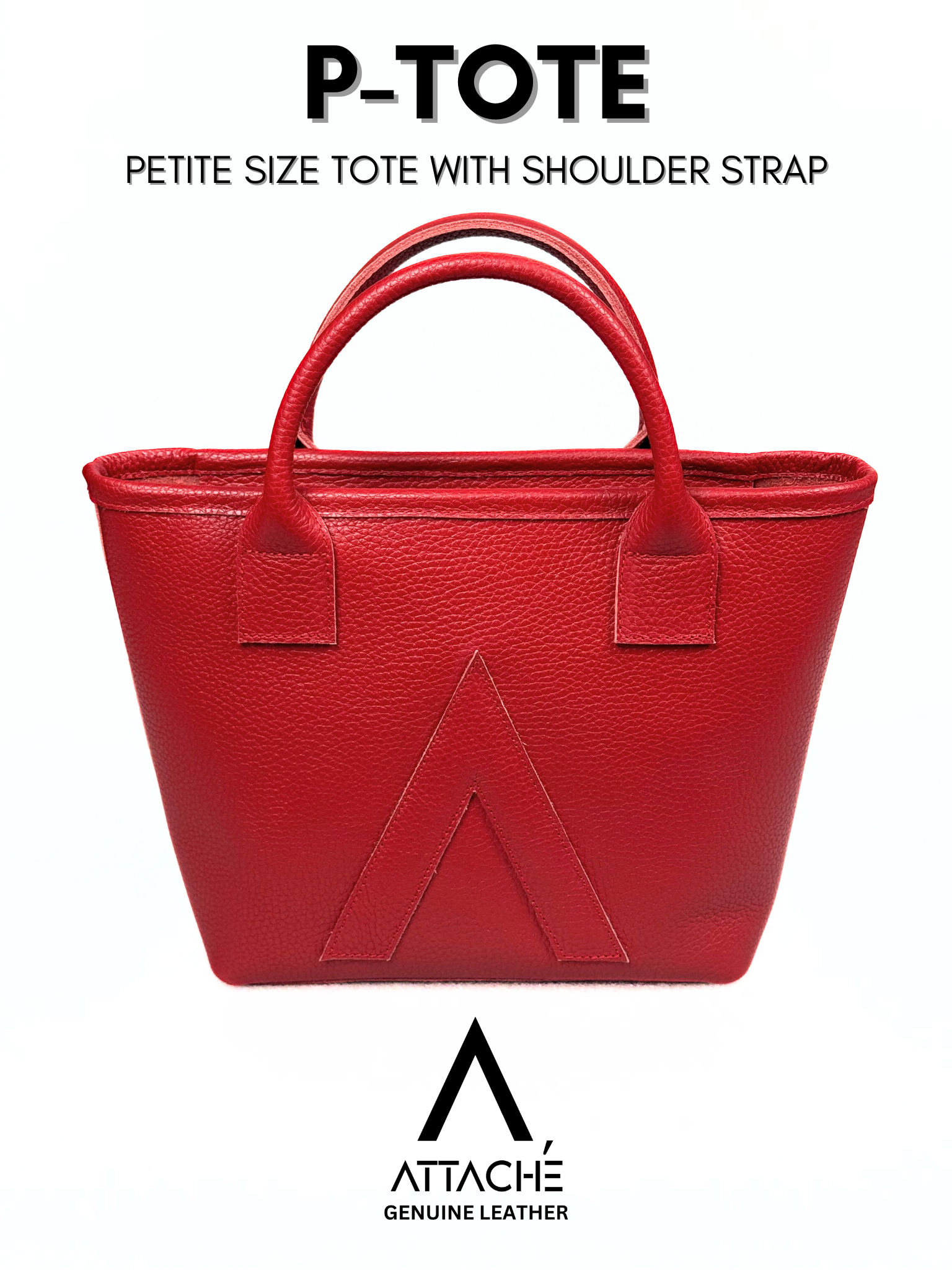 P-TOTE V2 Full Grain Calf Leather (Petite Tote) in Red