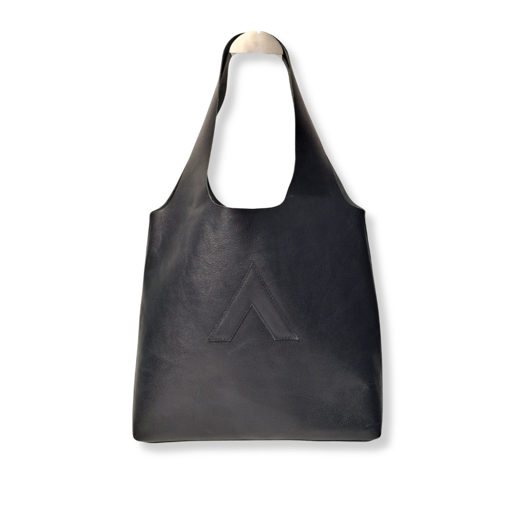 Arch Sack Repurposed Genuine Leather Tote - Black Grain