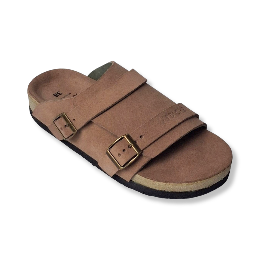 Size 38 - Double Buckle Mocha Suede Leather