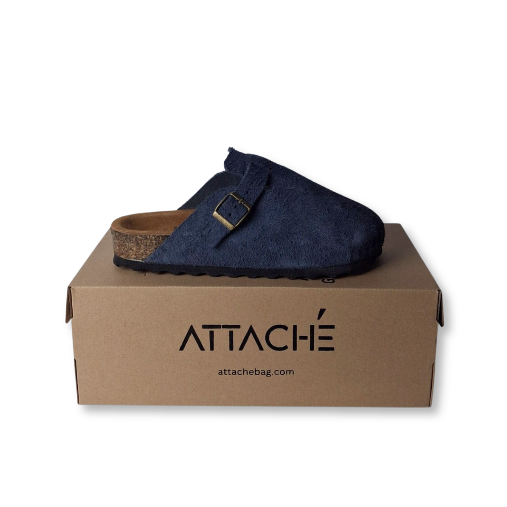 Clogs Navy Suede Leather