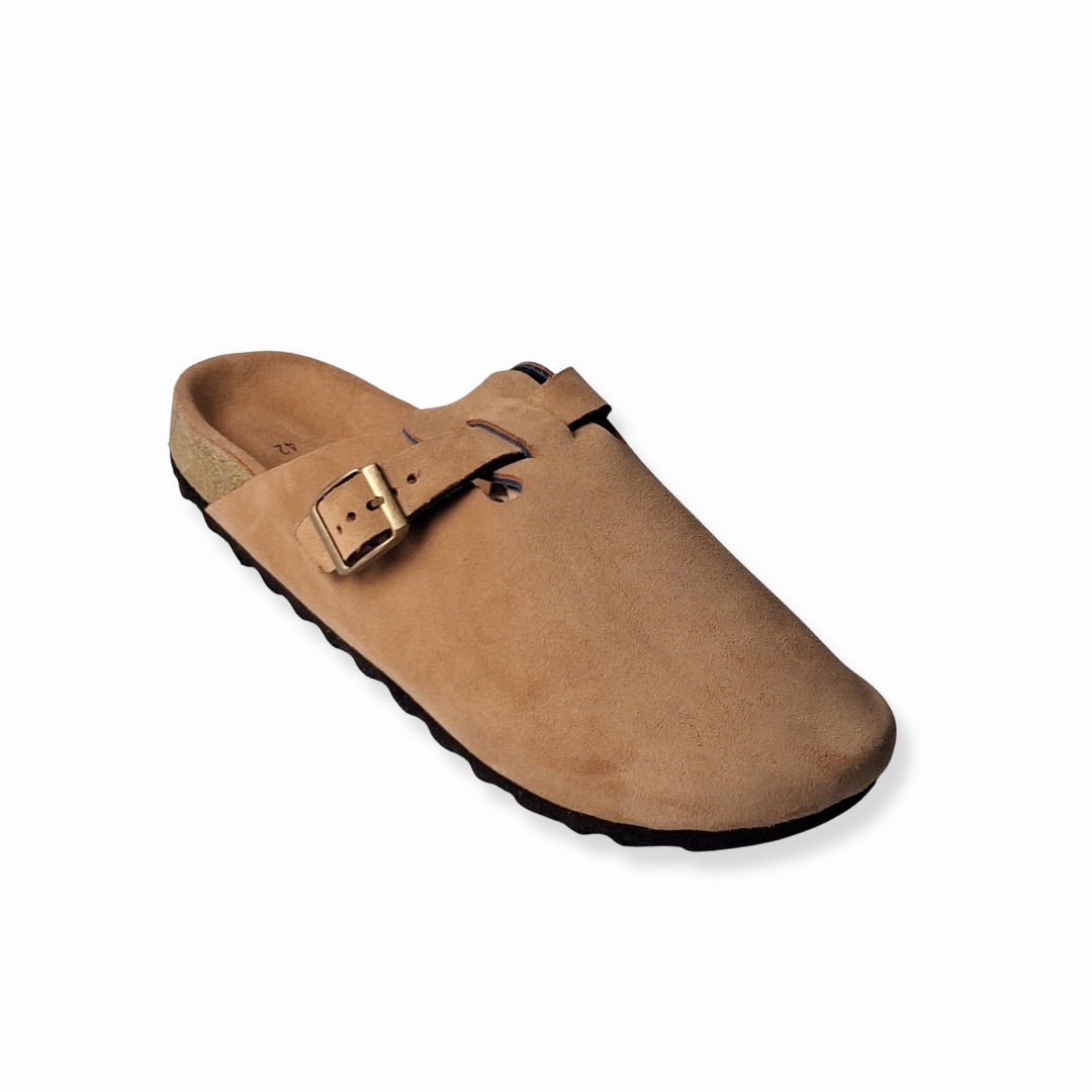 Tan Clogs Genuine Suede Leather
