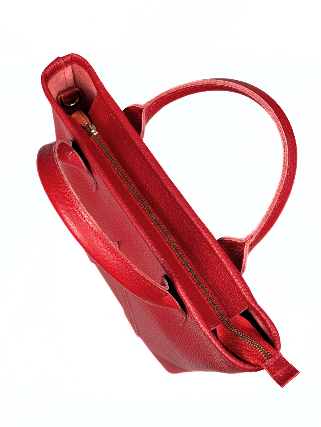 P-TOTE V2 Full Grain Calf Leather (Petite Tote) in Red