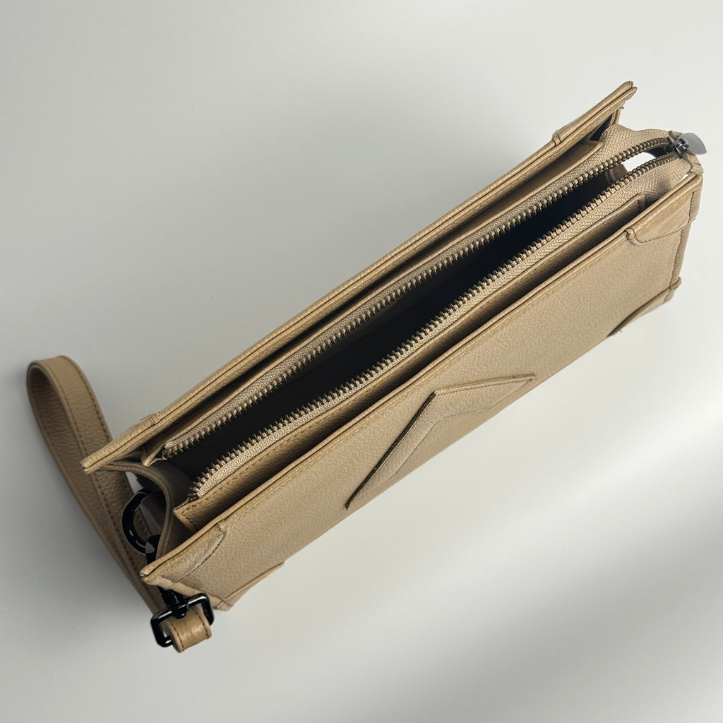 Attaché Clutch+ - Genuine Leather Clutch with Strap “Beige”