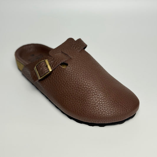 Clogs Premium Lite Genuine Leather Slip-on "Full Grain Leather Choco"
