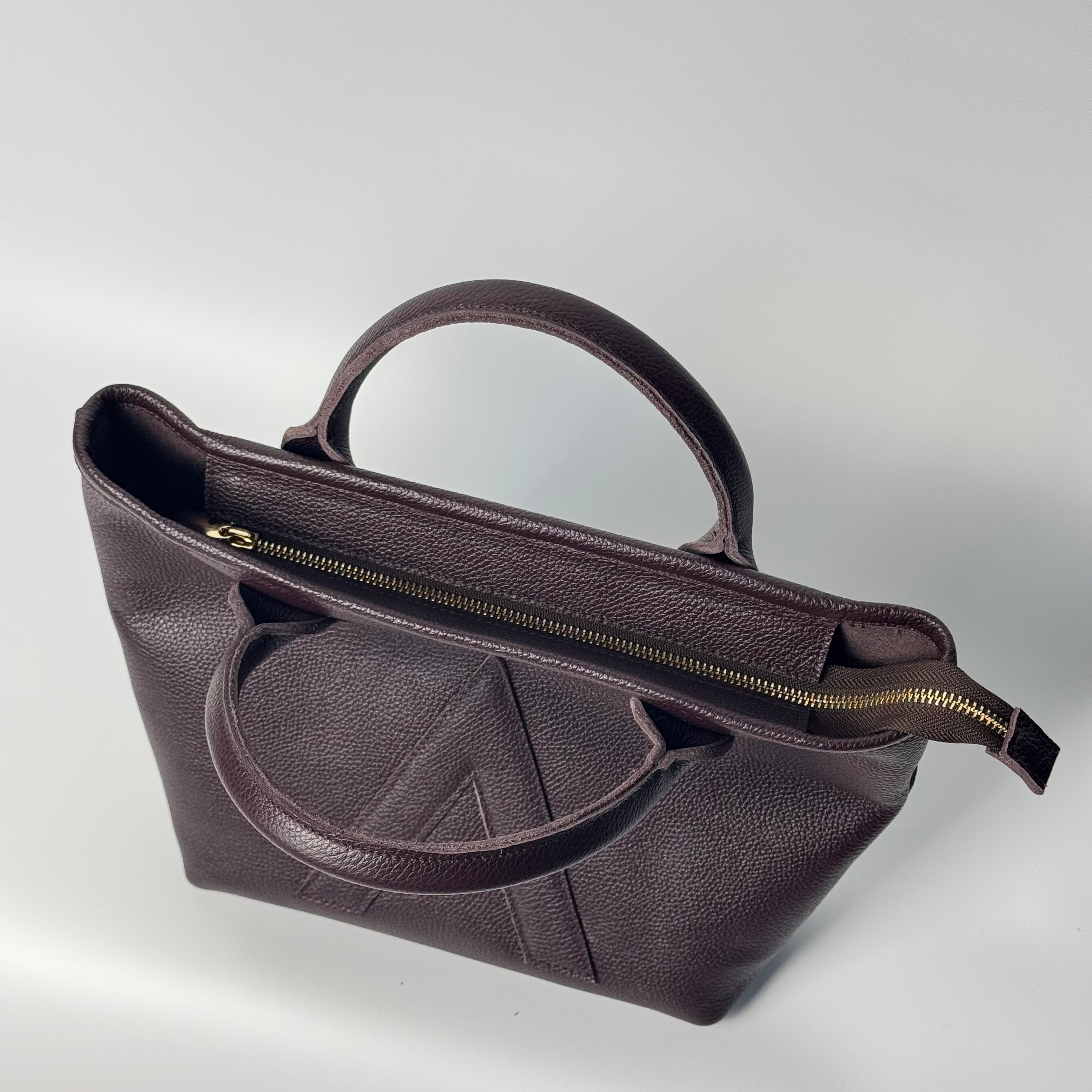 P-TOTE Full Grain Calf Leather (Petite Tote) in Cognac Brown