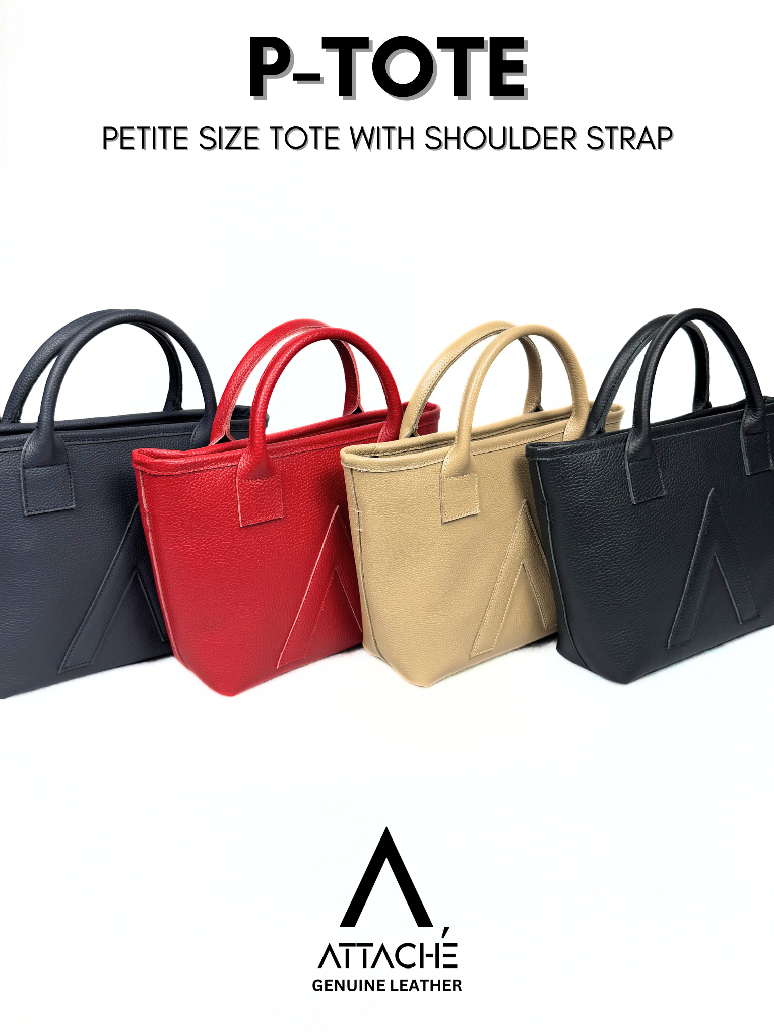 P-TOTE V2 Full Grain Calf Leather (Petite Tote) in Red