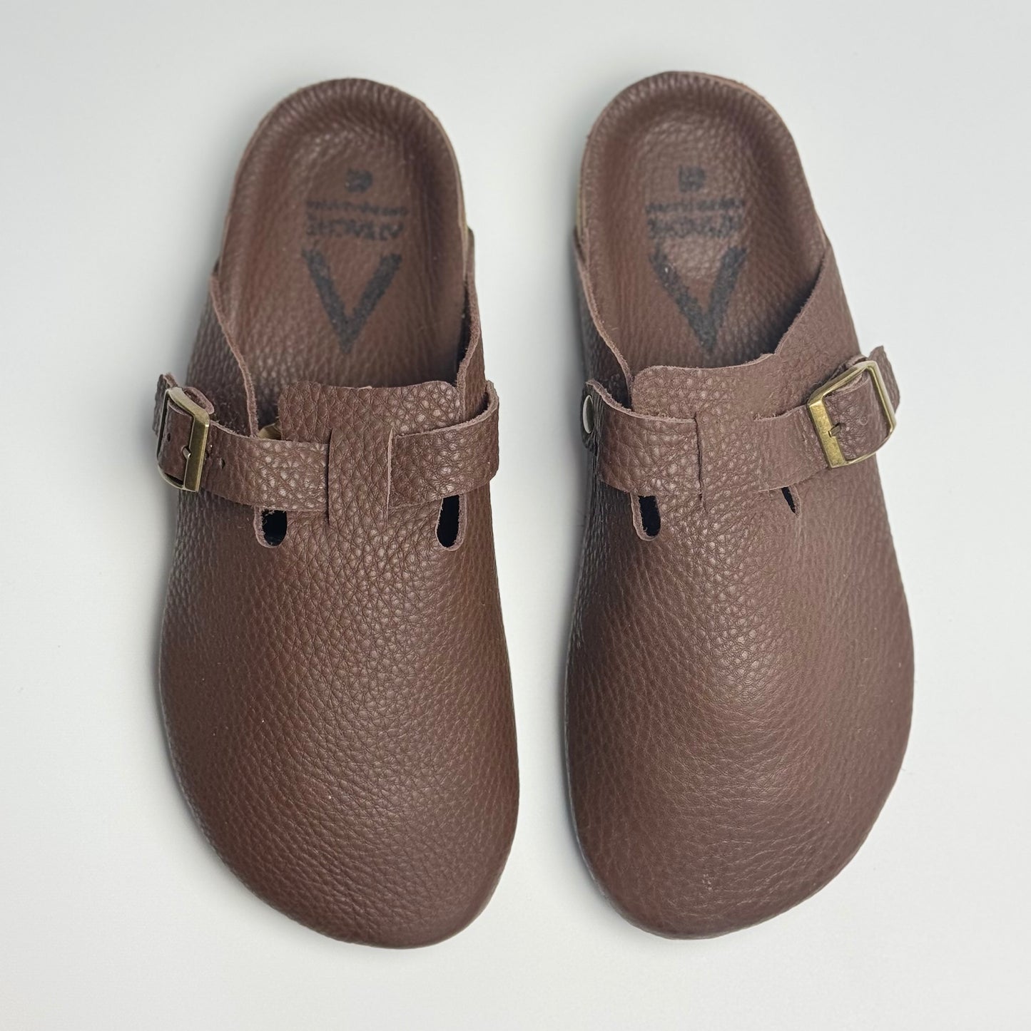 Clogs Premium Lite Genuine Leather Slip-on "Full Grain Leather Choco"